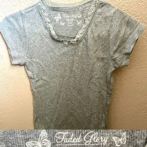 FADED GLORY Little Girls Vintage Y2K Beaded Ribbed Stretch Top Size M (7/8)